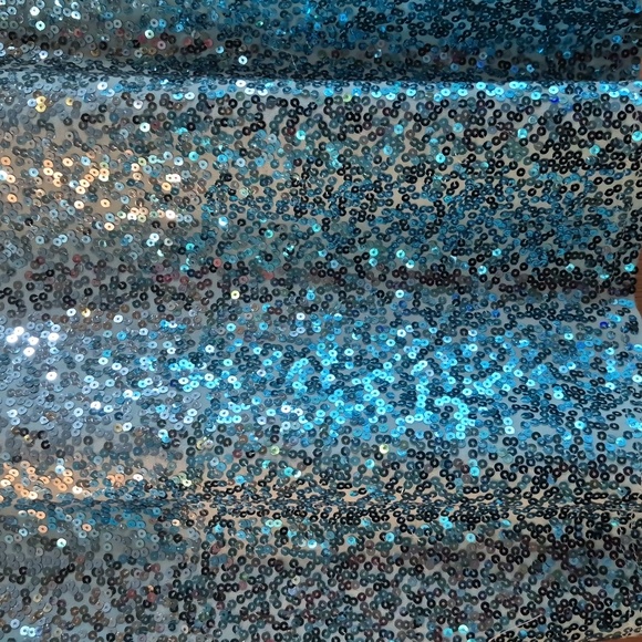 Quacker Factory Sky Blue Or Aqua Sequin Front 3/4 Sleeve With Shoulder Pads XL - Picture 2 of 12